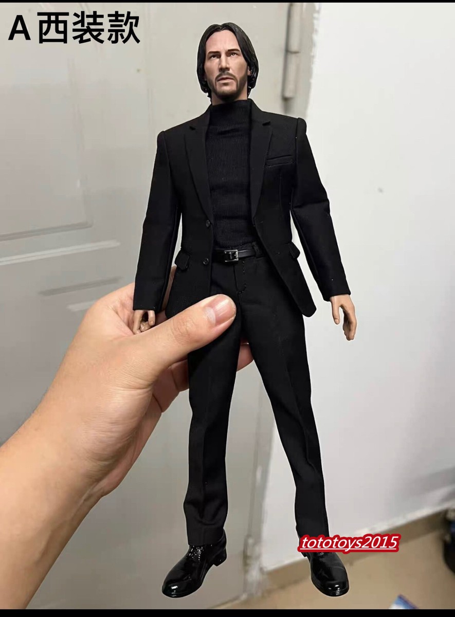 Toy center 1/6 Keanu Reeves Black Suit Clothes Fit 12'' Male