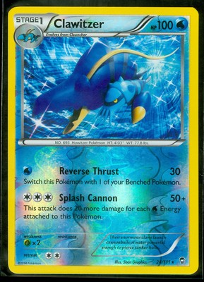 Pokemon CLAWITZER 24/111 - XY Furious Fists RARE Rev Holo - MINT