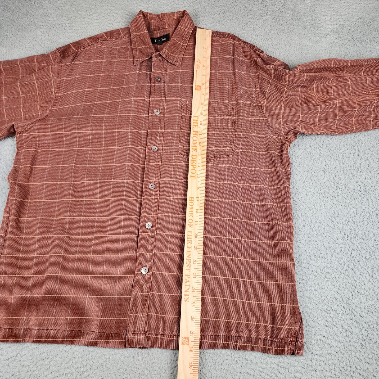 True Grit Shirt Mens Extra Large Brown Orange Western Button Up Long Sleeve
