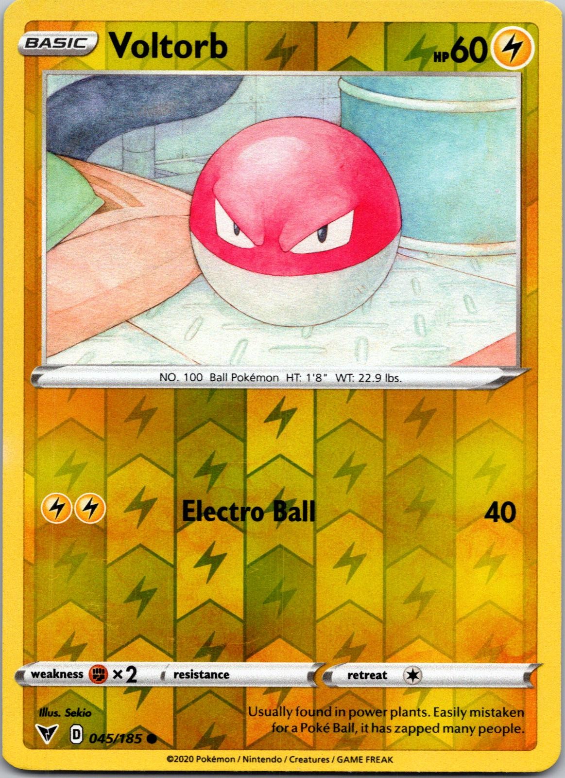 Voltorb 045/185 Common Vivid Voltage Pokemon Reverse Holo Near Mint