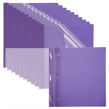 30 Pcs Plastic Report Covers with 3 Metal Prong Fasteners, Purple