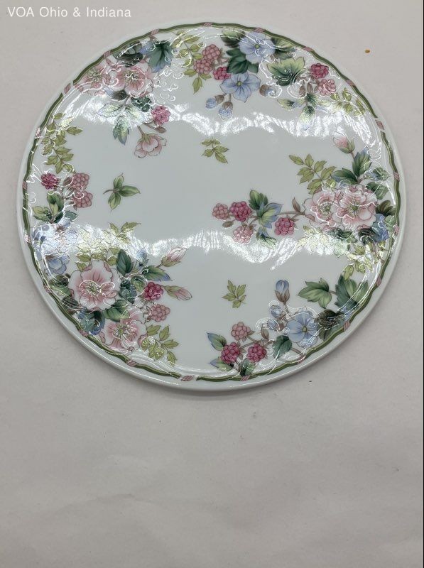 Andrea by Sadek Flowers & Berries Porcelain Trivet Cheese Plate Japan Vintage