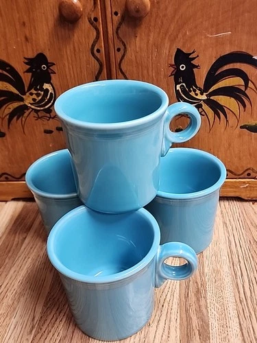  Fiesta Fiestaware  Turquoise Mugs 4 Cup Set Homer Laughlin