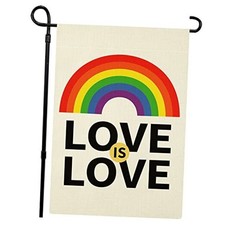 Love is Love Rainbow Pride Garden Flag Double Sided, LGBTQ Garden Flag Yard