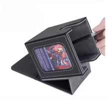 Black Faux Leather Magnetic Deck Box for Magic: The Gathering, 120 Card Capacity