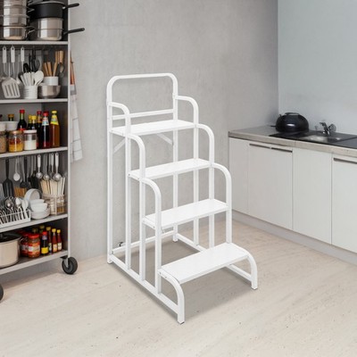 4-Step Stair 330lbs 2 Wheels Rolling Ladder For Supermarket Warehouse Library