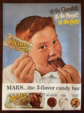 1956 MARS Chocolate Bar Vintage Print Ad Toasted Almond Candy Nougat