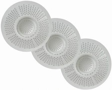 Hairstopper Drain Cover Hair Catcher for Shower and Bathtub, 3 Count, White