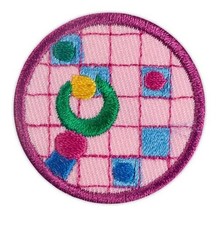 Girl Scouts Junior Badge Patch PROGRAMMING ROBOTS #61240 Round Coding Pink  NEW