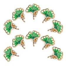  10Pcs Leaf Brooch: Green Ginkgo Leaf Lapel Pin - Creative Botanical Brooch for