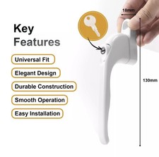 uPVC Universal Window Handle Inline Locking Espag Double Glazing White