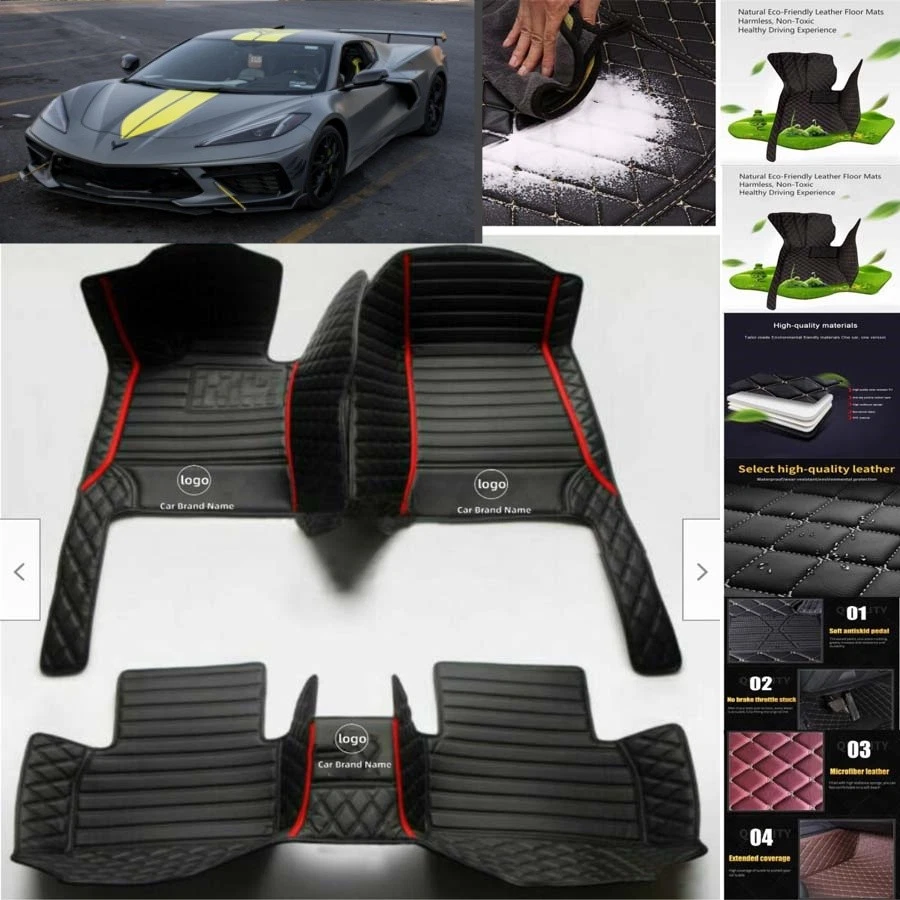 For Chevrolet Corvette Car Floor Mats Carpets Cargo Liners Custom All Weather - Image 3 of 4