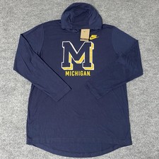Nike Michigan Wolverines Lightweight Hooded Shirt Mens Large Primary Logo NWT
