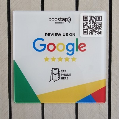 NFC Google Review Foamex Board mit QR CODE weiße Plakette Aufkleber, Geschäfte & Cafés
