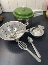 Vtg Kid Children Aluminum Colander,presser cooker,Hobby Hollie ,Tupperware Lot