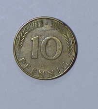 1971 GERMANY 10 PFENNIG LARGE J BRASS CLAD STEEL COIN KM# 108
