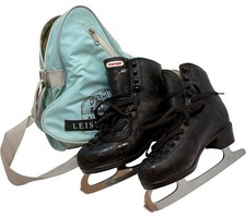 Risport Ice Skates Black Leather Size 38 with Bag