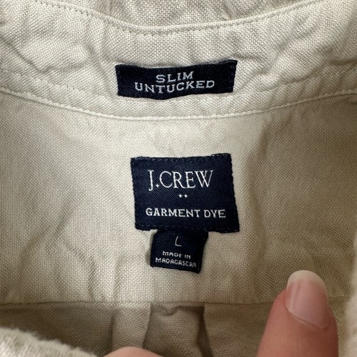 J.Crew Button Down Shirt Mens L Beige Slim Untucked Long Sleeve Business Casual - Picture 4 of 9