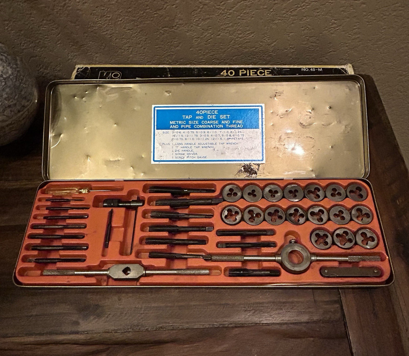 Vintage KR Tools 40-Pc Metric Tap & Die Set Japan Made – Metal Case Complete