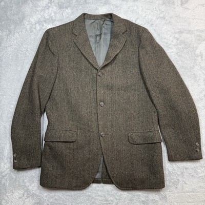 Vintage Checkmate Harris Tweed Blazer Jacket Men 42 Brown Herringbone 60s