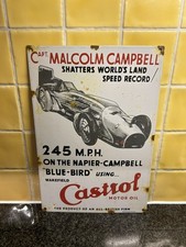 Castrol Motor oil Sir Malcom Campbell World Speed Records Enamel Sign