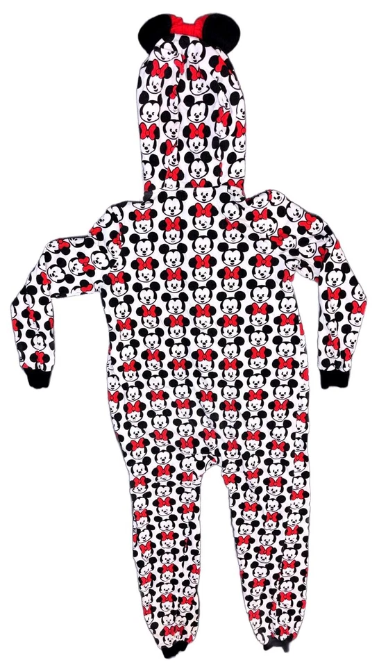 Disney Collection Mickey & Minnie Mouse Hooded One Piece Pajamas Girls Size XS - Image 4 of 4