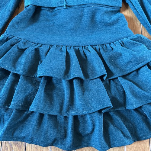 Rare Editions Girls Size 6 Sparkle Emerald Green Holiday Ruffle Trim Dress - Picture 2 of 6