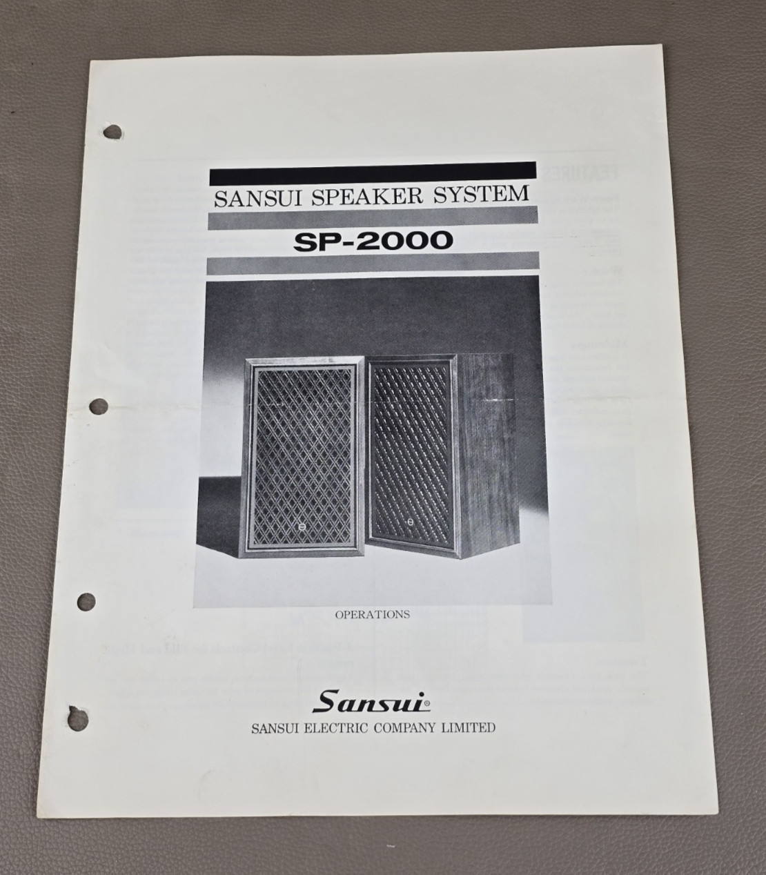 Sansui Speaker System SP-2000 Operations D-6193