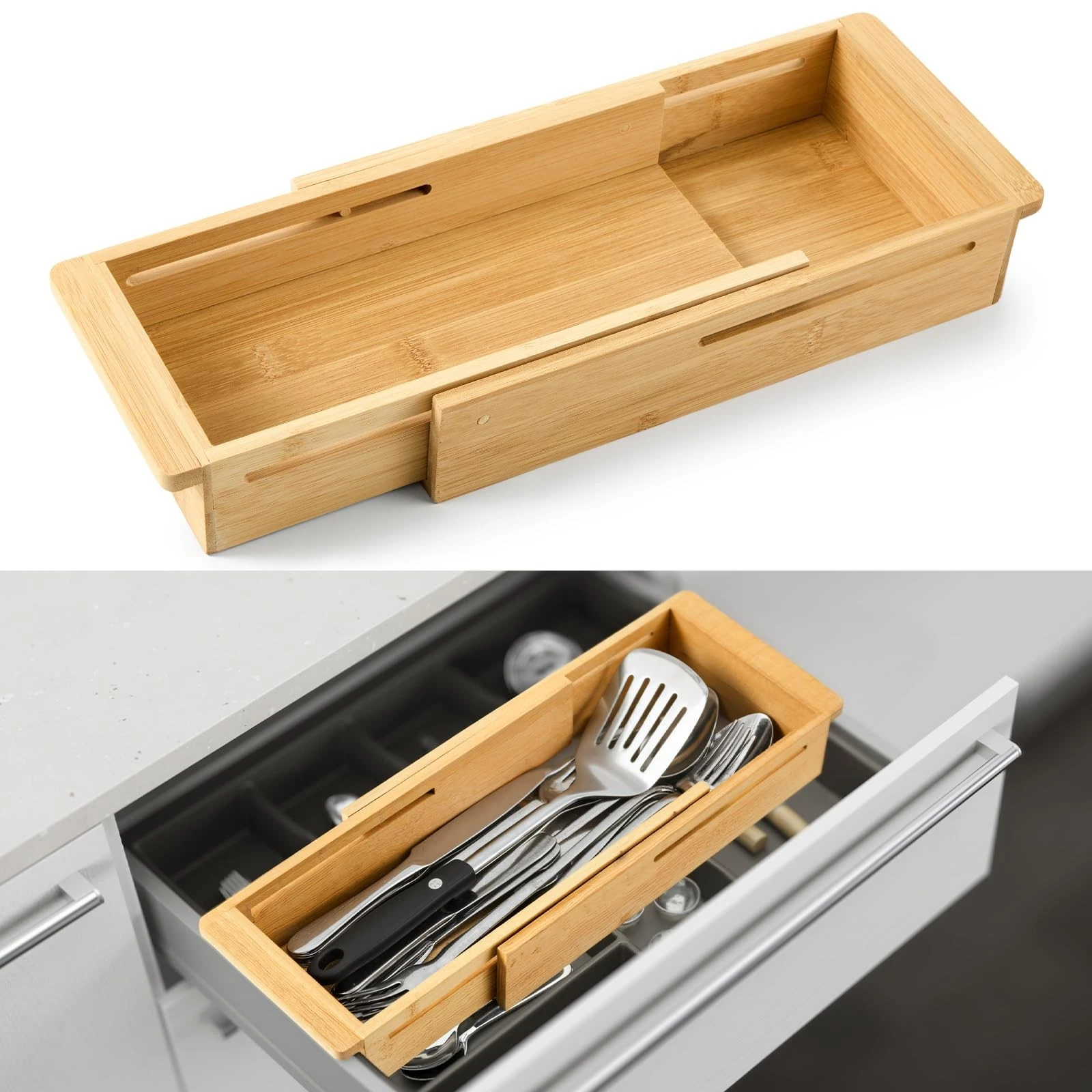 1 Pcs Sliding Drawer Organizer Bin Drawer Expandable Bins Utensil Organizer f...