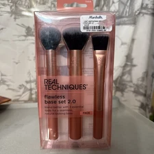 Real Techniques RT Flawless Base Set 2.0 Foundation Makeup Brushes 3Piece