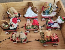 Figi Christmas Ornaments Assorted Dates Vintage Some Wear Lot Of 8