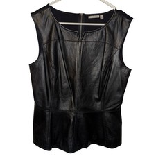 Halogen Women Leather Front Black  Peplum Zip...