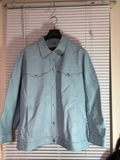 Terry Lewis Baby Blue Leather Jacket Vintage XL Real Leather Casual Outerwear