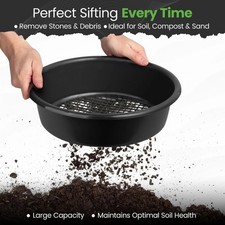 Large Plastic Round Garden Sieve Riddle Riddler Soil Sifter Mesh Gardening Tool