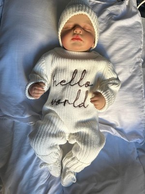 Baby Geburt Set 3-teilig Handarbeit 100% Baumwolle - ideales Geschenk und Fotos 