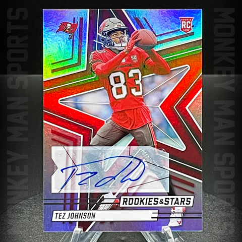 2025 Rookies & Stars - Tez Johnson Rookie RC AUTO - #184 HOLO BUCCANEERS MINT