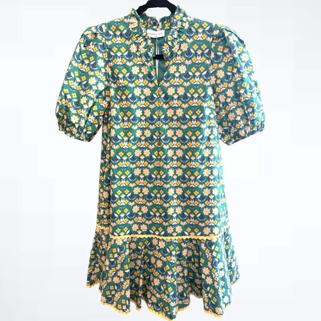 Entro Women's Garden Mini DressDress in Green Size S