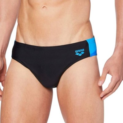Arena Herren Badehose Gr. L Slip Ren Schwimmhose Black-pix Blue-turqu DE 6