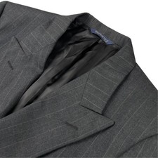 VTG Burberry Men's 100 Wool Double Breasted Blazer Gray Stripe 40S
