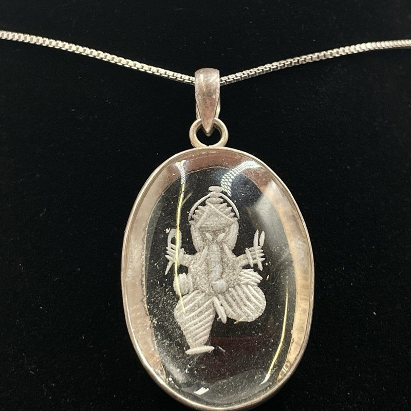 Sterling Silver Carved Quartz Pendant Necklace