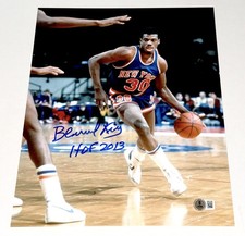 Bernard King signed New York Knicks 11x14 photo + HOF Inscrip Beckett Witnessed