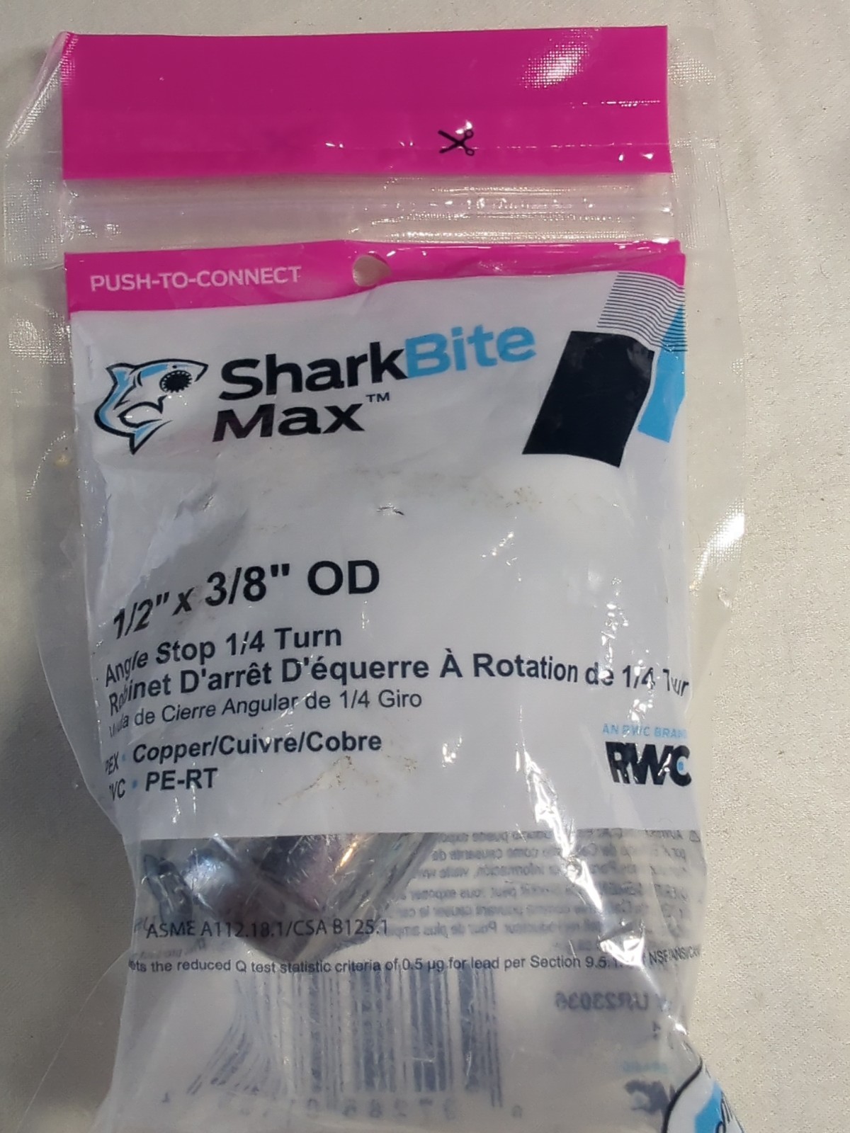 SharkBite Max UR23036 Ball Valve, 1/2 x 3/8 in PEX - Copper - CPVC - PE-RT