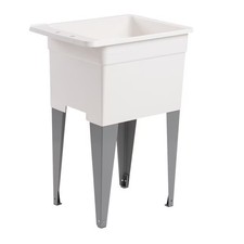 Lavabo portátil blanco de 18" x 24" 15 galones con desagüe