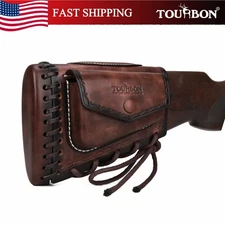 TOURBON Leather Rifle Shotgun Recoil Pad Cheek Rest Buttstock Cover Ammo Pouch