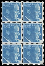 US Scott # 1770, Robert F. Kennedy, Block of (6) 1979 15¢ Stamps, MNH