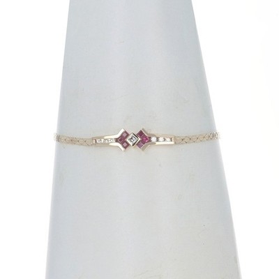 Gelbgold Diamant & Rubin Stab Armband 7'' - 14k Asscher 0,95ctw