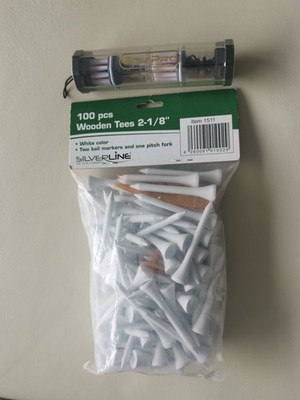 Silverline  Holz Tees 100 Stück und 2 Bürsten Tees  - NEU