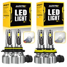 4x AUXITO 9005 H11 LED Combo Headlight Bulbs High Low Beam Kit Extremely White