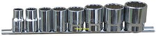 Whitworth 12 Drive Socket Set On Rail - 8pc Chrome Vanadium