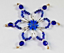 CZECH BEAD SNOWFLAKE CHRISTMAS ORNAMENT BLUE 18